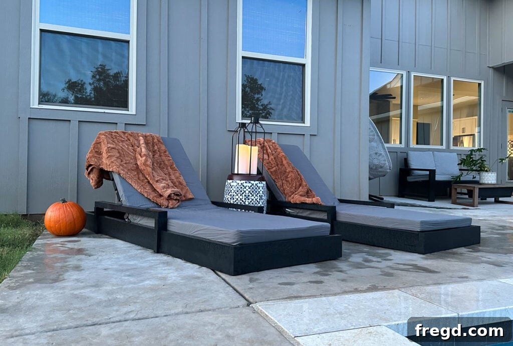 A stylish DIY outdoor lounge chair for relaxation.