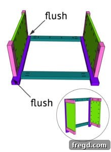 Summary image for attaching side panels to frame.