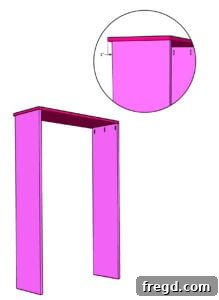 Summary image for assembling hutch top and sides.