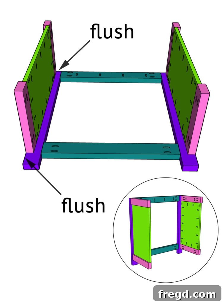 Attaching a cabinet side panel assembly to the main cabinet frame.