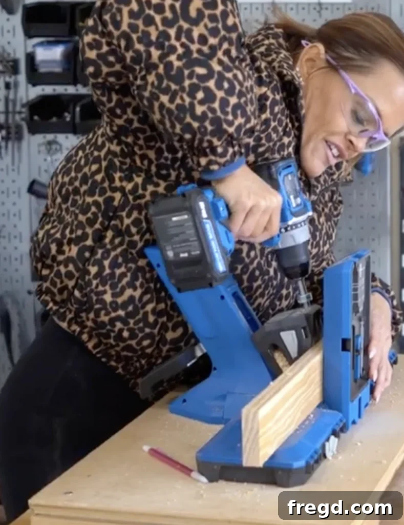 Drilling pocket holes in apron boards